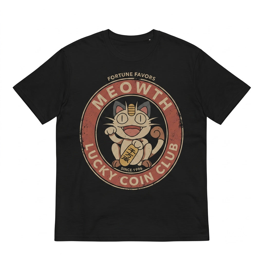 Lucky Cat Meowth Retro Graphic Vintage Japanese Acid Wash Oversized Gamer Gift Unisex TShirt