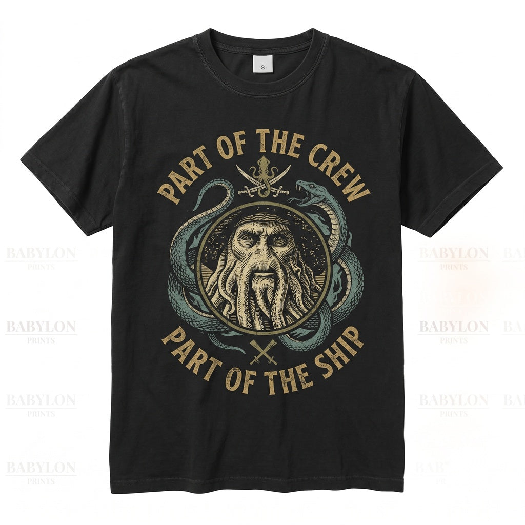 Davy Jones Jack Sparrow Pirate Theme Park Graphic Vintage Unisex TShirt