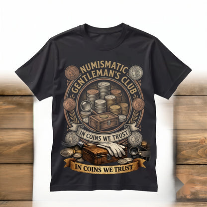 Vintage Coin Collector Detailed Numismatist Graphic Illustration Apparel, Unisex TShirt