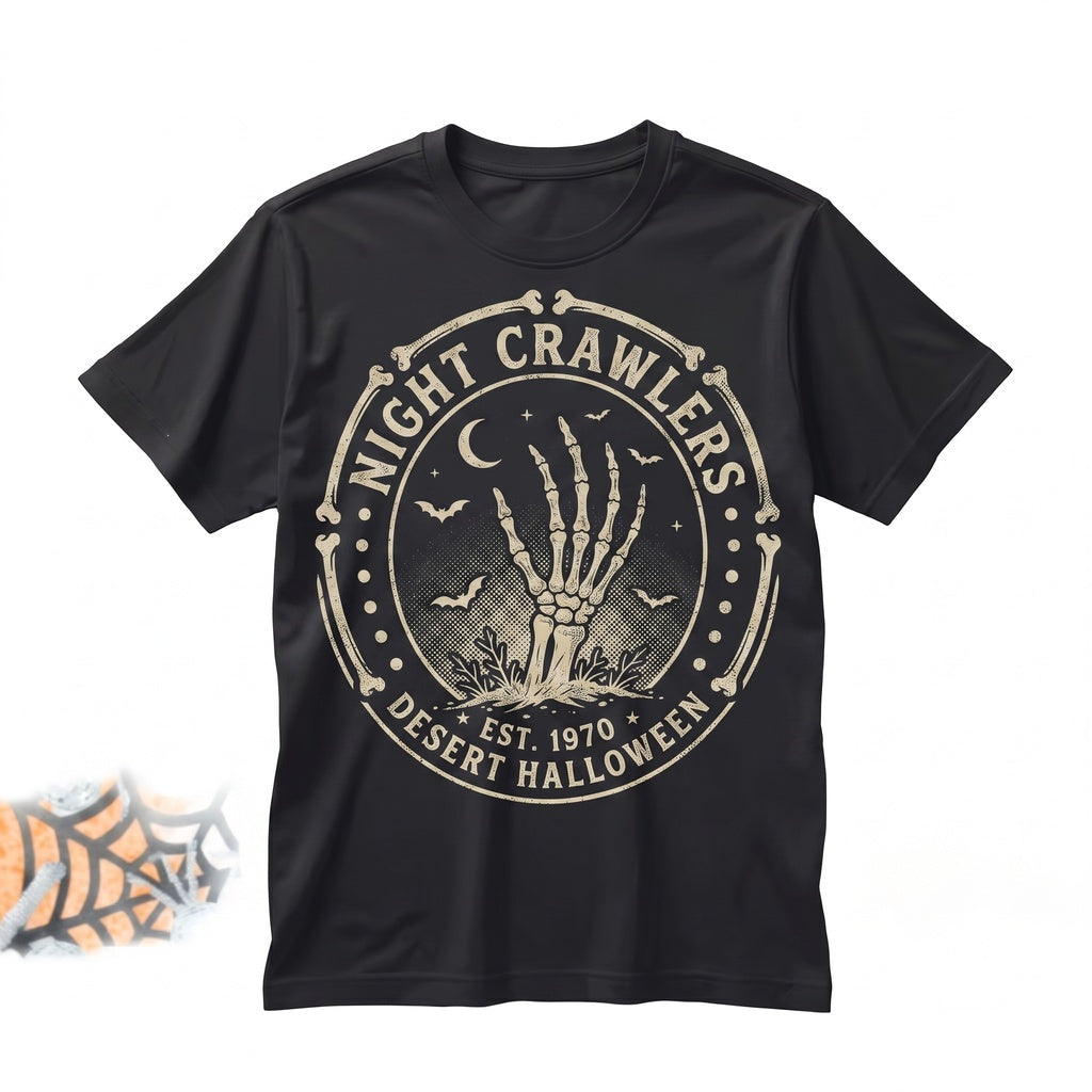 Classic Gothic Skeleton Bat Graphic Haunted Halloween Holiday Gift Unisex TShirt