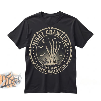 Classic Gothic Skeleton Bat Graphic Haunted Halloween Holiday Gift Unisex TShirt