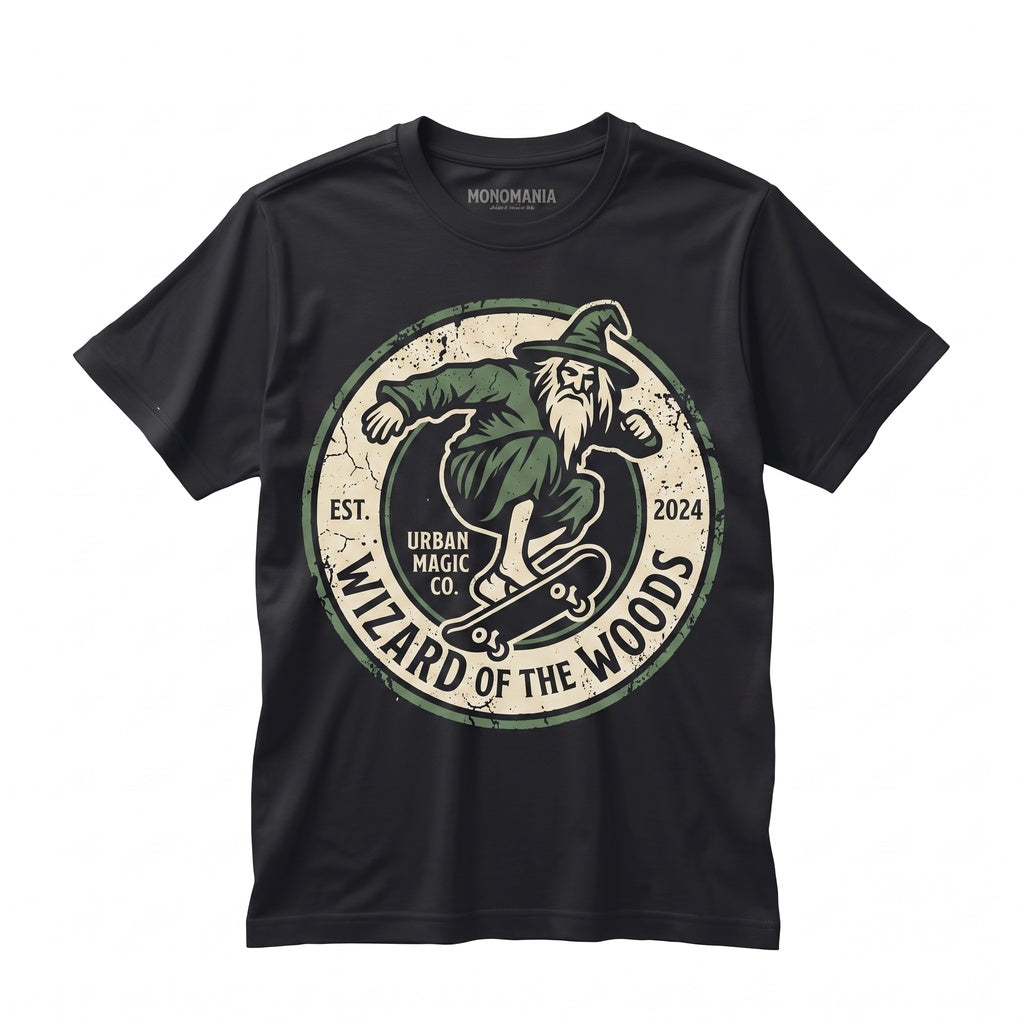 Vintage Fantasy Wizard Skateboarding Graphic Cotton Short Sleeve Apparel Unisex TShirt