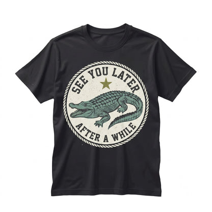Later Alligator After While Front and Back Graphic Retro Pink Teal Cotton Top Unisex TShirt