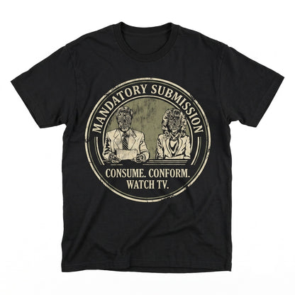 Watch TV Obey Anti Establishment 1980s Sci-Fi Horror Action Aliens Faded Heavyweight Unisex TShirt