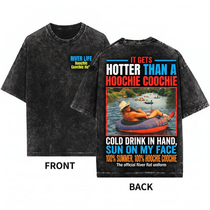 Hotter Than A Hoochie Coochie 90s Country Music Lover Meme Summer Vacation Trendy Unisex Wash T-Shirt