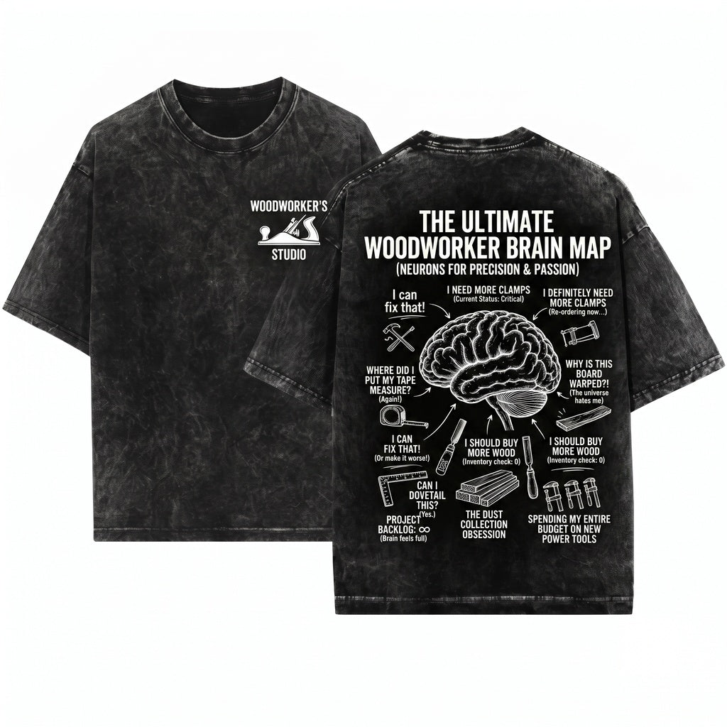 Woodworker Brain Funny Carpenter Workshop Gift Men Unisex Wash T-Shirt