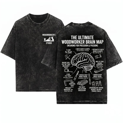 Woodworker Brain Funny Carpenter Workshop Gift Men Unisex Wash T-Shirt