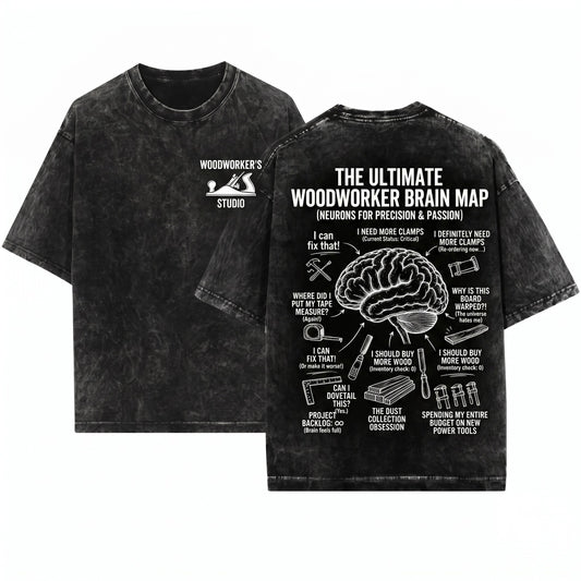 Woodworker Brain Funny Carpenter Workshop Gift Men Unisex Wash T-Shirt