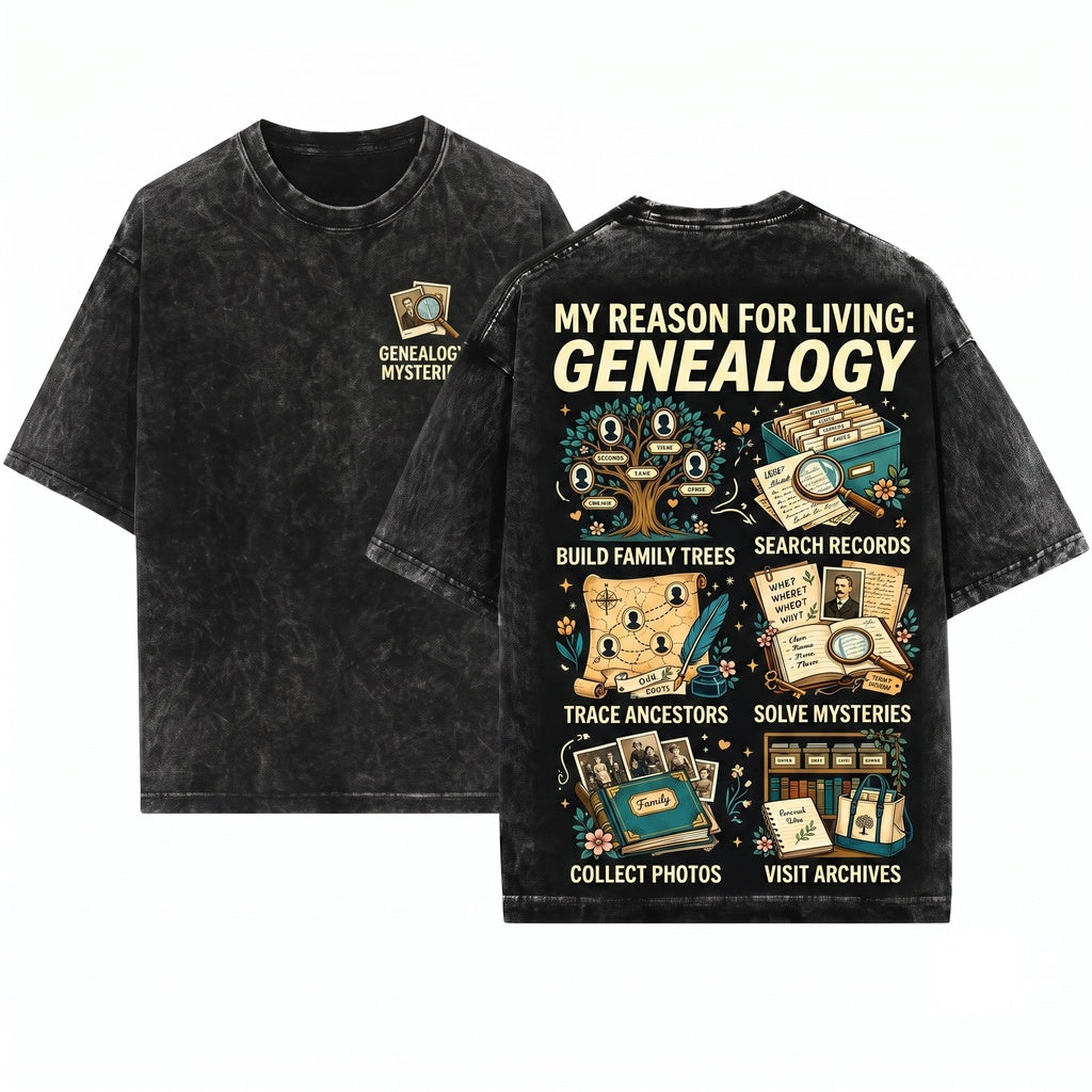 Genealogy Family History Ancestor Research Hobby Things I Do In Spare Time Historian Unisex Wash T-Shirt