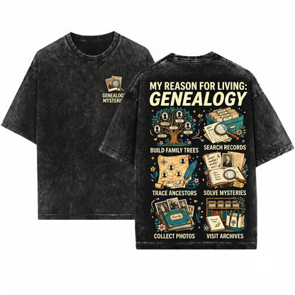 Genealogy Family History Ancestor Research Hobby Things I Do In Spare Time Historian Unisex Wash T-Shirt
