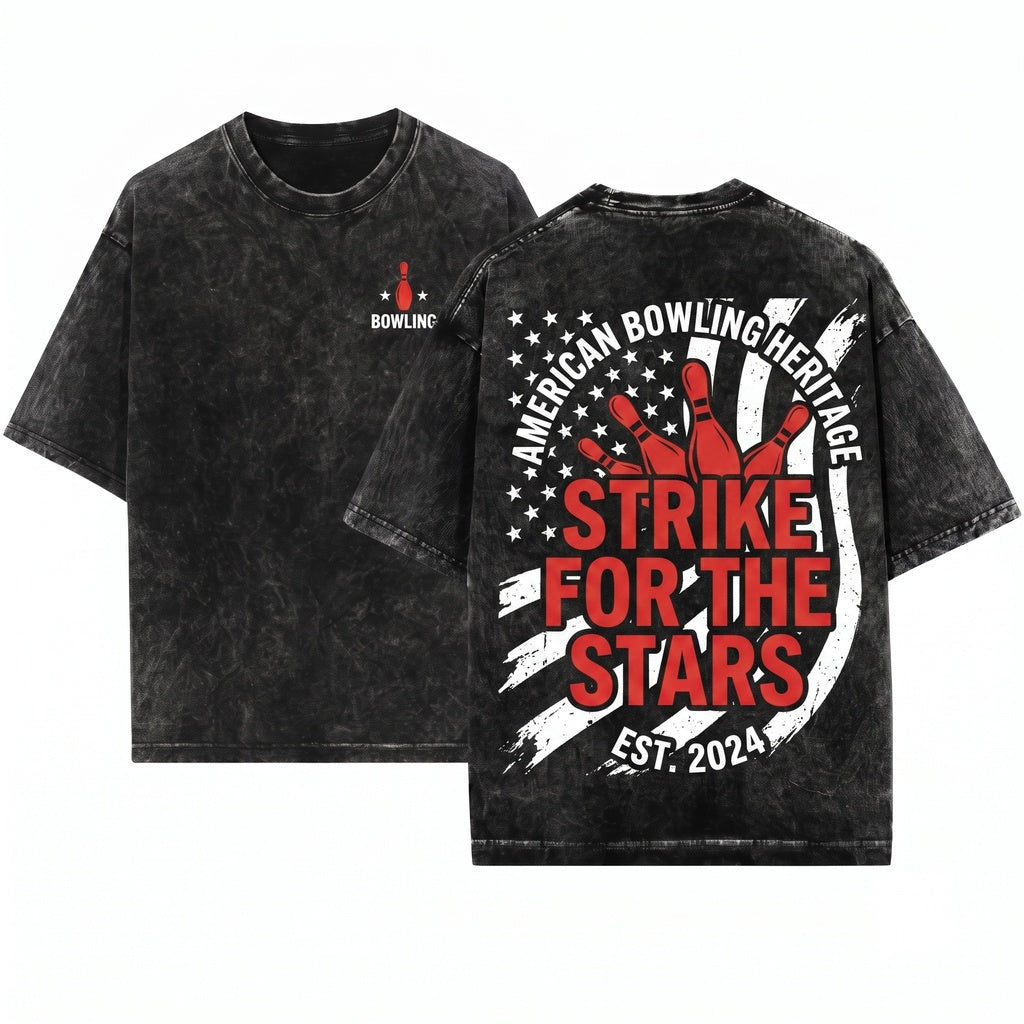 Patriotic USA Flag Bowling League Player Dad Grandpa Gift Unisex Wash T-Shirt
