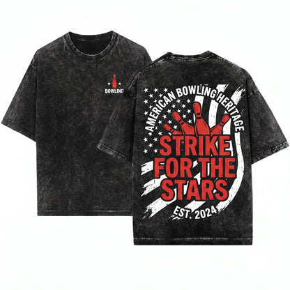 Patriotic USA Flag Bowling League Player Dad Grandpa Gift Unisex Wash T-Shirt