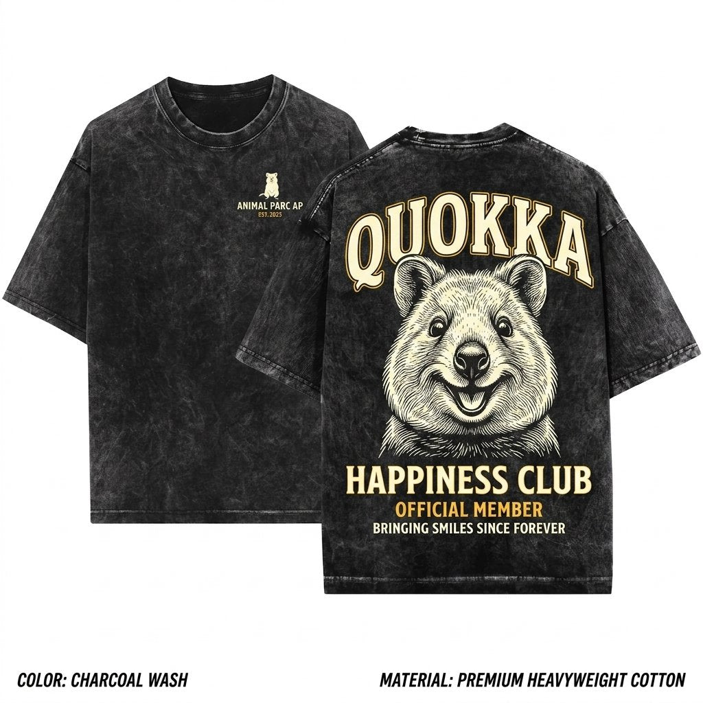 Cute Quokka Happiness Club Animal Graphic Vintage Girlfriend Gift Unisex Wash T-Shirt