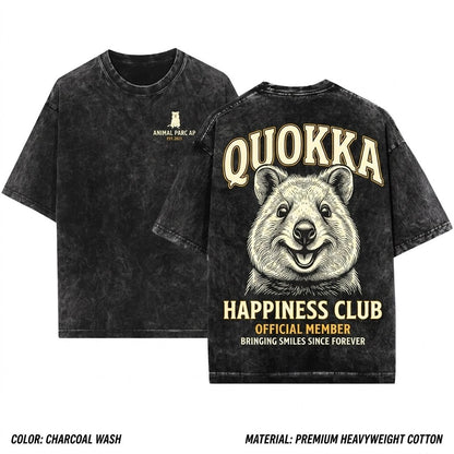 Cute Quokka Happiness Club Animal Graphic Vintage Girlfriend Gift Unisex Wash T-Shirt