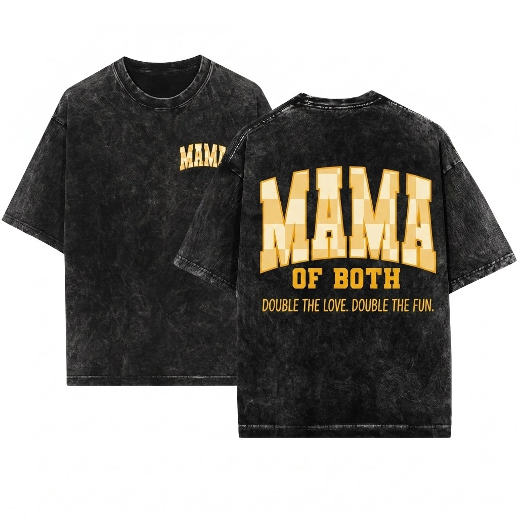 Checkered Boho Varsity Mama of Both Mothers Day Gift Unisex Wash T-Shirt