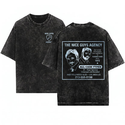 The Nice Guys Agency Graphic Funny Retro Movie Top Vintage Apparel Unisex Wash T-Shirt