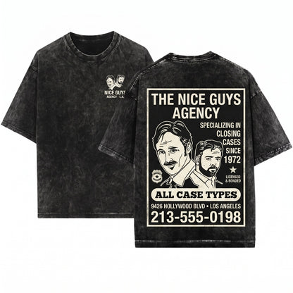 Nice Guys Agency Funny Retro Movie Vintage Detective Comedy Unisex Wash T-Shirt