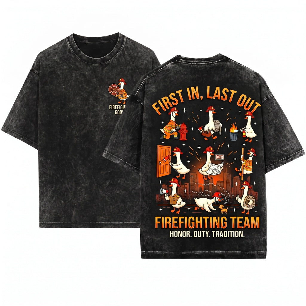 Funny Silly Goose Firefighter Department Hero Gift Unisex Wash T-Shirt