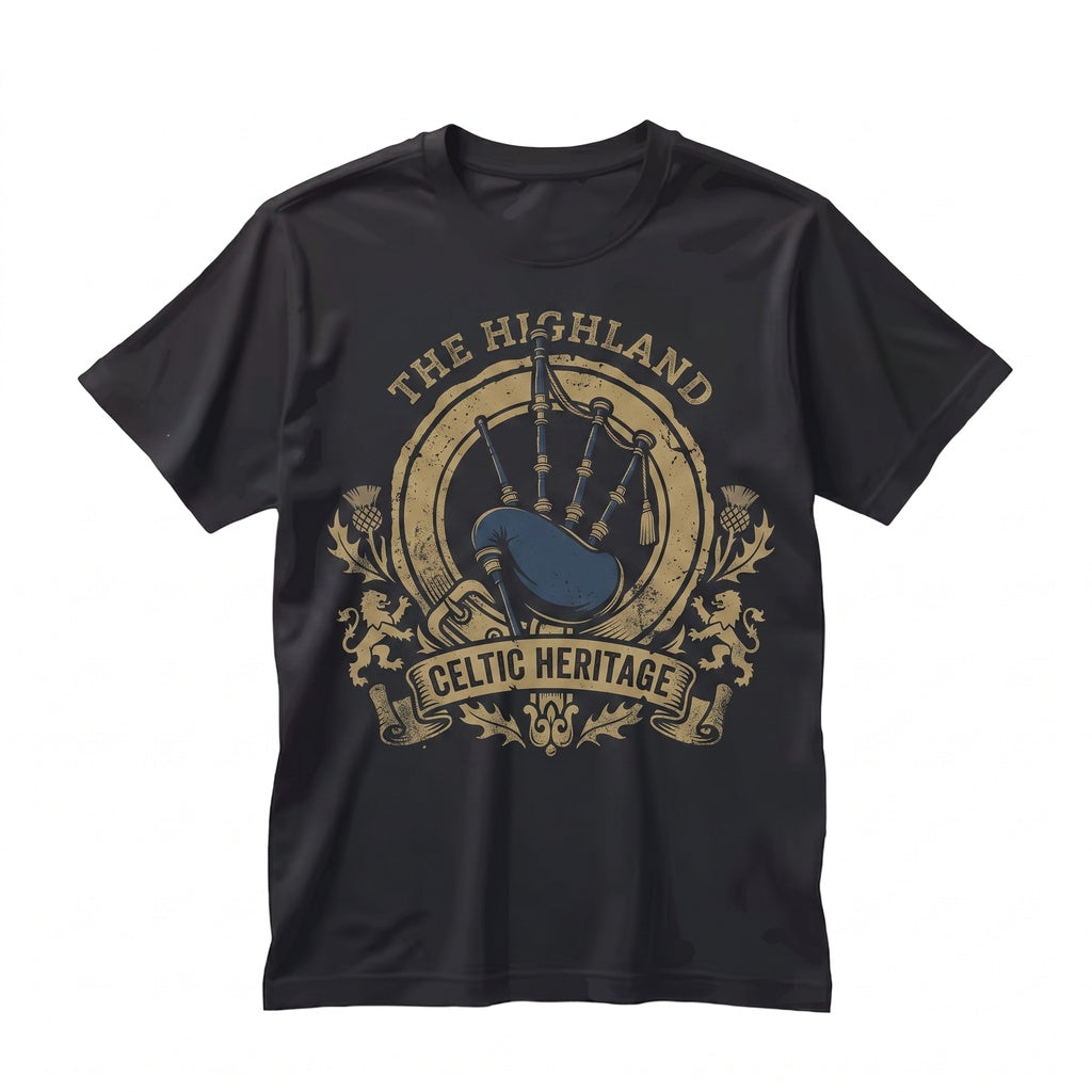 Scottish Celtic Bagpipe Graphic Faux Gold Print Musician Instrument Unisex TShirt