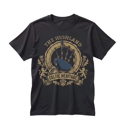 Scottish Celtic Bagpipe Graphic Faux Gold Print Musician Instrument Unisex TShirt