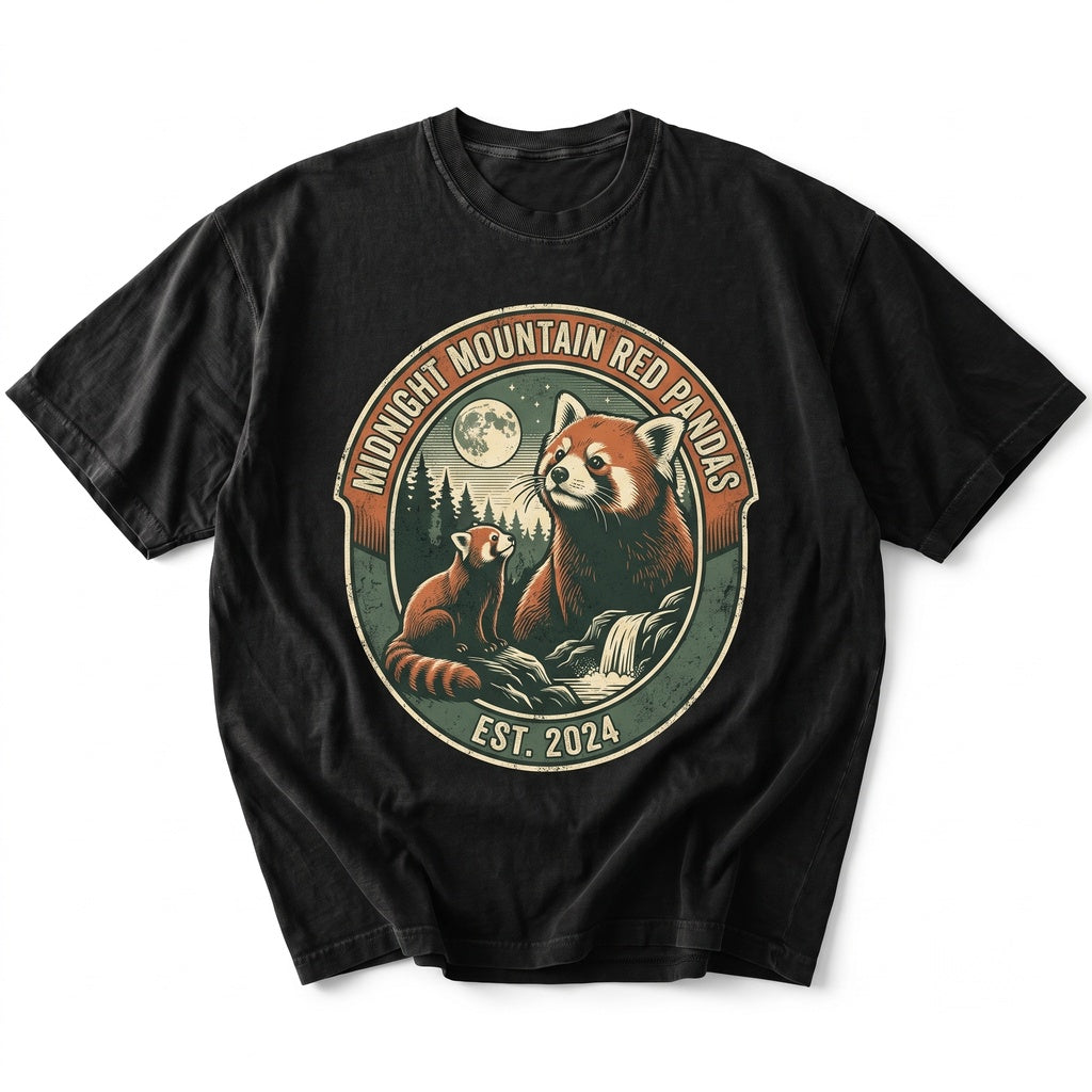 Vintage Red Panda Howling at the Full Moon Graphic 90s Retro Wildlife Lover Gift Apparel Unisex TShirt