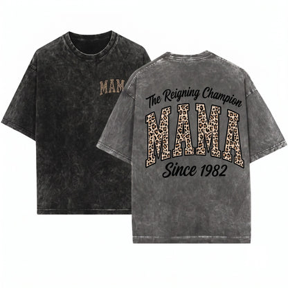 Mama Leopard Print Crewneck Sweatshirt Gift Unisex Wash T-Shirt