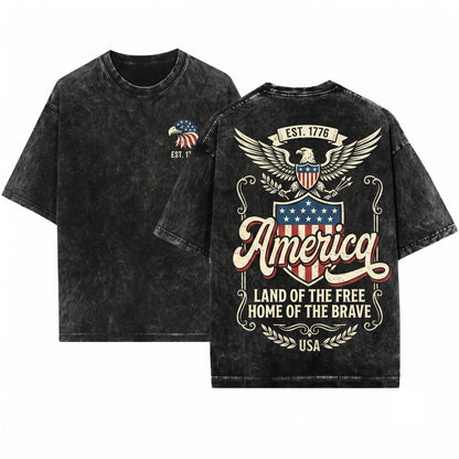 Retro Patriotic USA America 4th of July Red White Varsity Unisex Wash T-Shirt