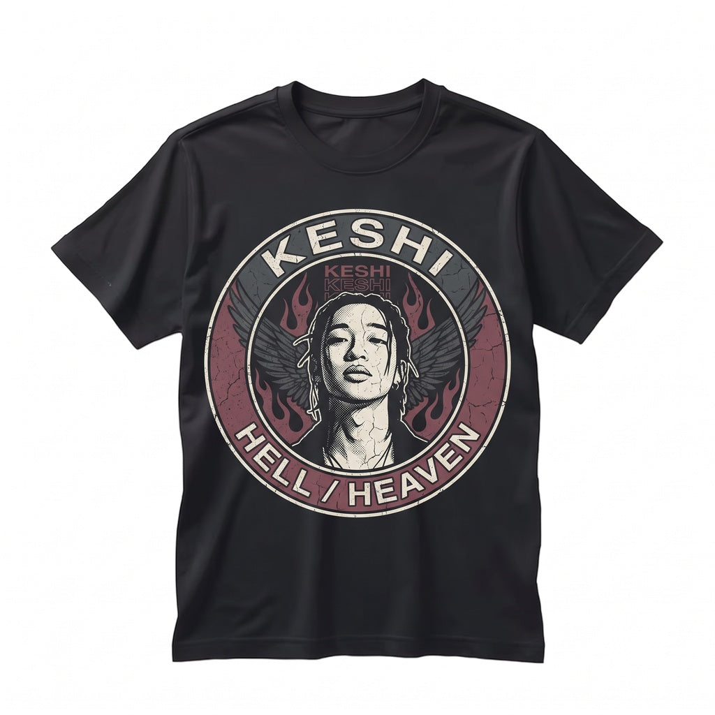 Keshi Hell Heaven World Tour 2022 Vintage Merch Graphic Indie R&B Pop Concert Music Streetwear Aesthetic Fan Gift Unisex TShirt