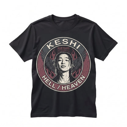 Keshi Hell Heaven World Tour 2022 Vintage Merch Graphic Indie R&B Pop Concert Music Streetwear Aesthetic Fan Gift Unisex TShirt