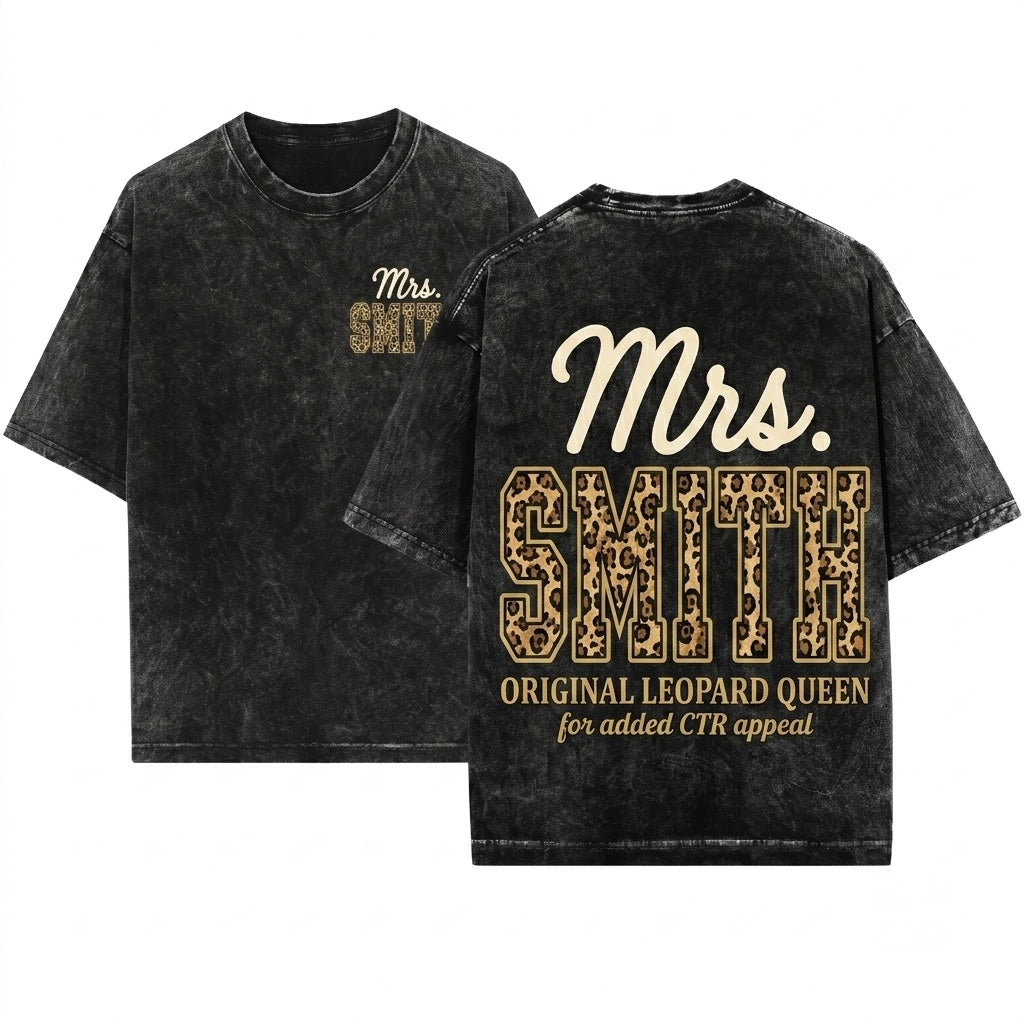 Personalized Leopard Varsity Teacher Name Mrs Ms Back To School Gift Unisex Wash T-Shirt