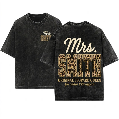 Personalized Leopard Varsity Teacher Name Mrs Ms Back To School Gift Unisex Wash T-Shirt