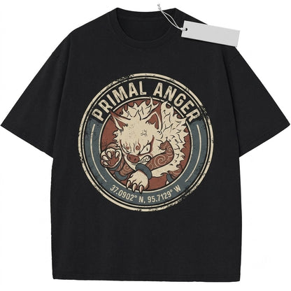 Vintage Primeape Acid Washed Retro Manga Graphic Streetwear Oversized Cotton Unisex TShirt
