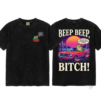 Funny Embroidered Beep Frog Car Cute Gift 1717 Unisex Wash T-Shirt