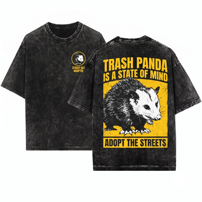 Adopt Cat Opossum Parody Japanese Graphic Unisex Wash T-Shirt