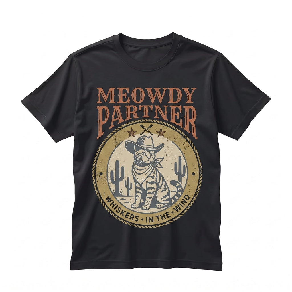 Cowboy Cat Meowdy Partner Vintage Ranch Western Graphic Kitten Lover Gift Apparel Unisex TShirt