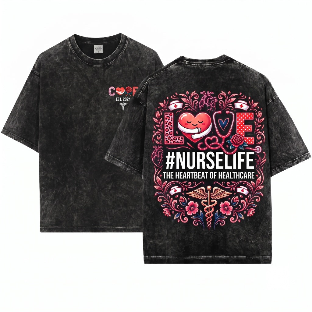 Cute Nurse RN LPN Medical Staff February Valentine Heart Love Mom Gift Unisex Wash T-Shirt