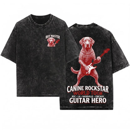 Chesapeake Bay Retriever Chessie Dog Rock Guitar Music Lover Mom Dad Gift Funny Vintage Graphic Unisex Wash T-Shirt