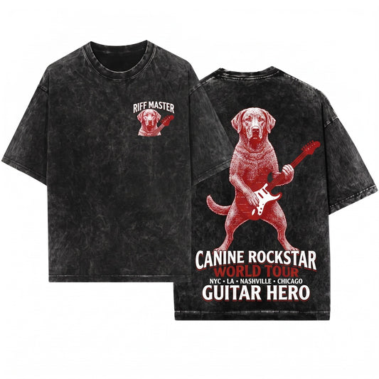 Chesapeake Bay Retriever Chessie Dog Rock Guitar Music Lover Mom Dad Gift Funny Vintage Graphic Unisex Wash T-Shirt