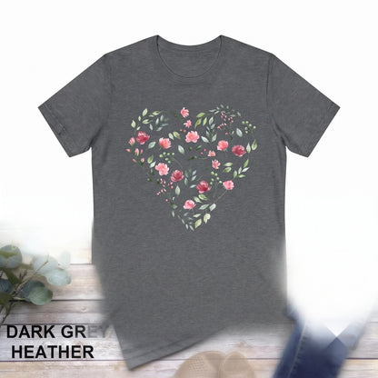 Floral Heart V-Neck Wildflower Botanical Top Unisex TShirt