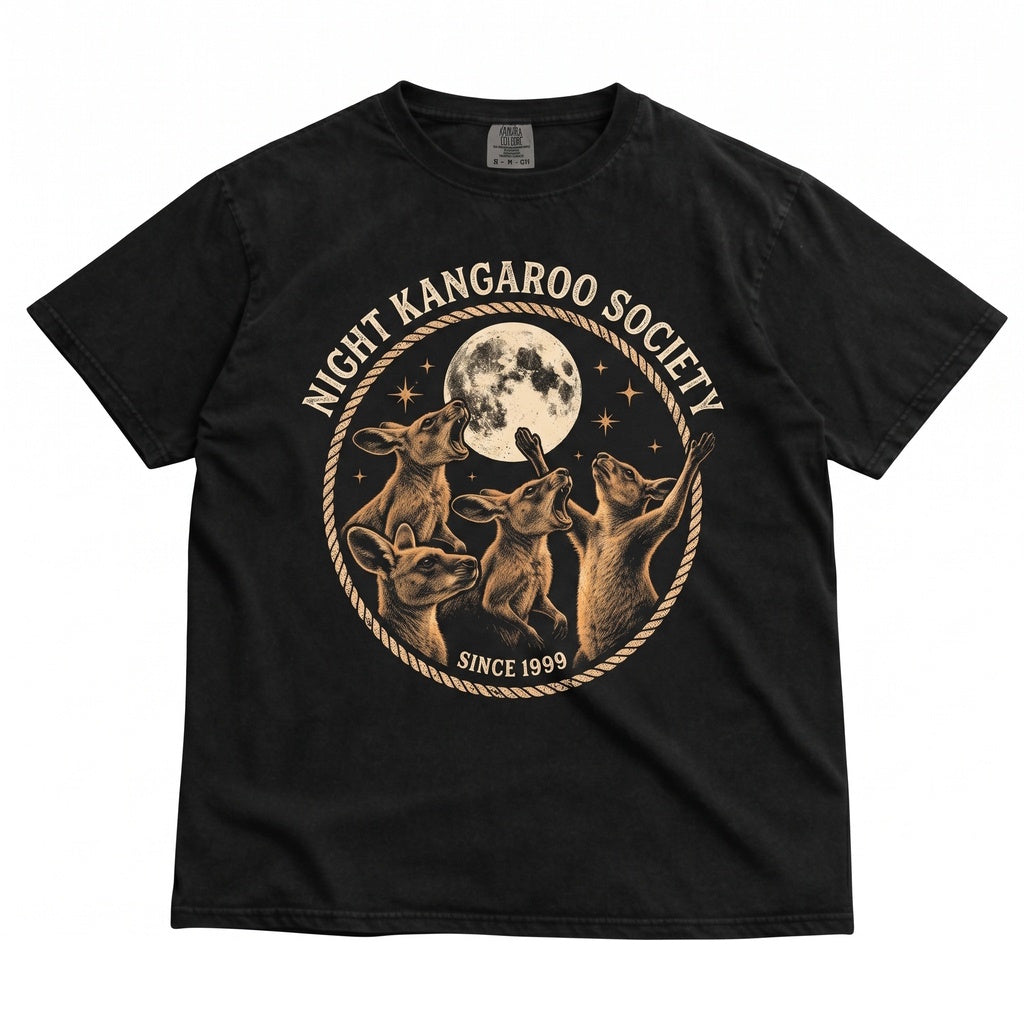 Three Kangaroo Moon Vintage Graphic Retro Australian Wildlife Nature Cute Animal Unisex TShirt
