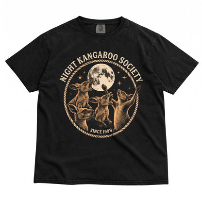 Three Kangaroo Moon Vintage Graphic Retro Australian Wildlife Nature Cute Animal Unisex TShirt