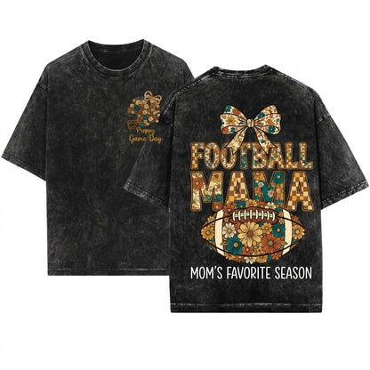 Retro Floral Checkered Star Football Game Day Touch Down Lace Shirt Design Graphic Unisex Wash T-Shirt