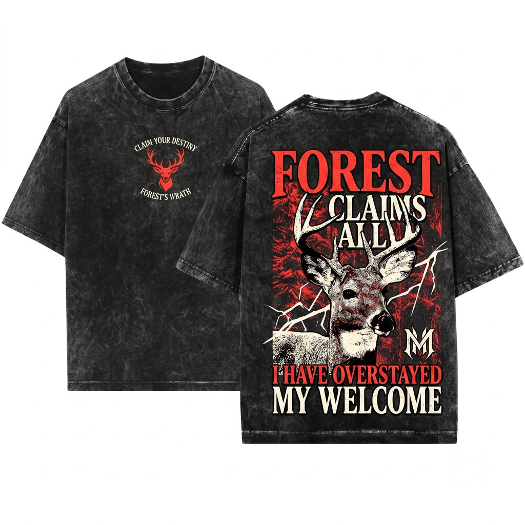 I Have Overstayed My Welcome Vintage Japanese Deer Graphic Sarcastic Quote Unisex Wash T-Shirt