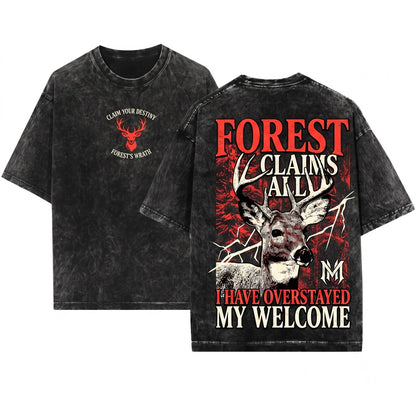 I Have Overstayed My Welcome Vintage Japanese Deer Graphic Sarcastic Quote Unisex Wash T-Shirt