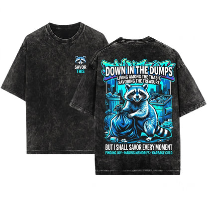 Vintage Down In The Dumps Japanese Raccoon Unisex Wash T-Shirt
