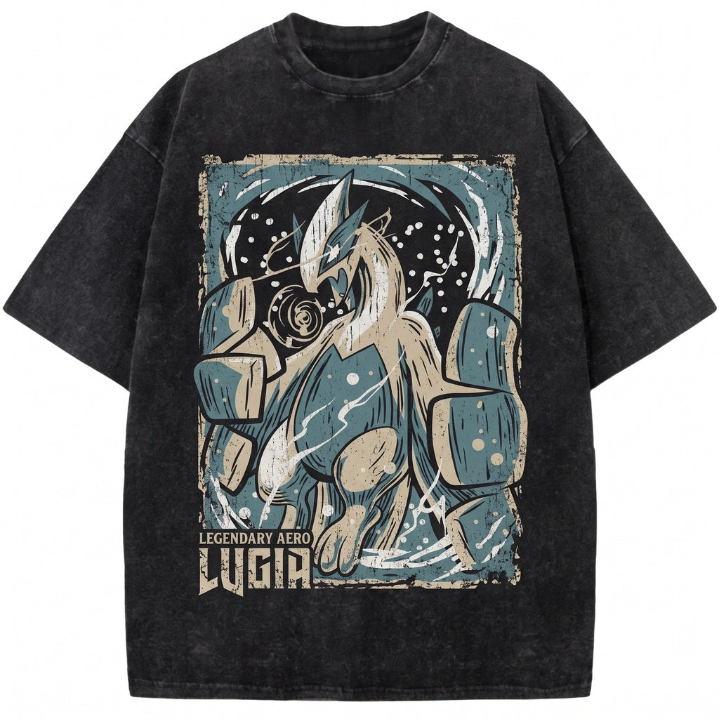 Vintage Wash Aura Fighter Anime Graphic Mineral Dyed Retro Gamer Gift Unisex TShirt