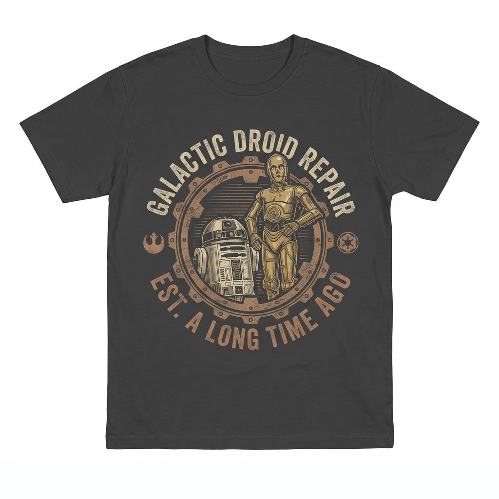 Oversized R2-D2 C-3PO Galaxy Sci-Fi Droids Graphic Retro Hope Cotton Apparel Fan Gift Unisex TShirt