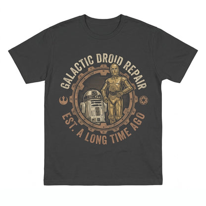 Oversized R2-D2 C-3PO Galaxy Sci-Fi Droids Graphic Retro Hope Cotton Apparel Fan Gift Unisex TShirt