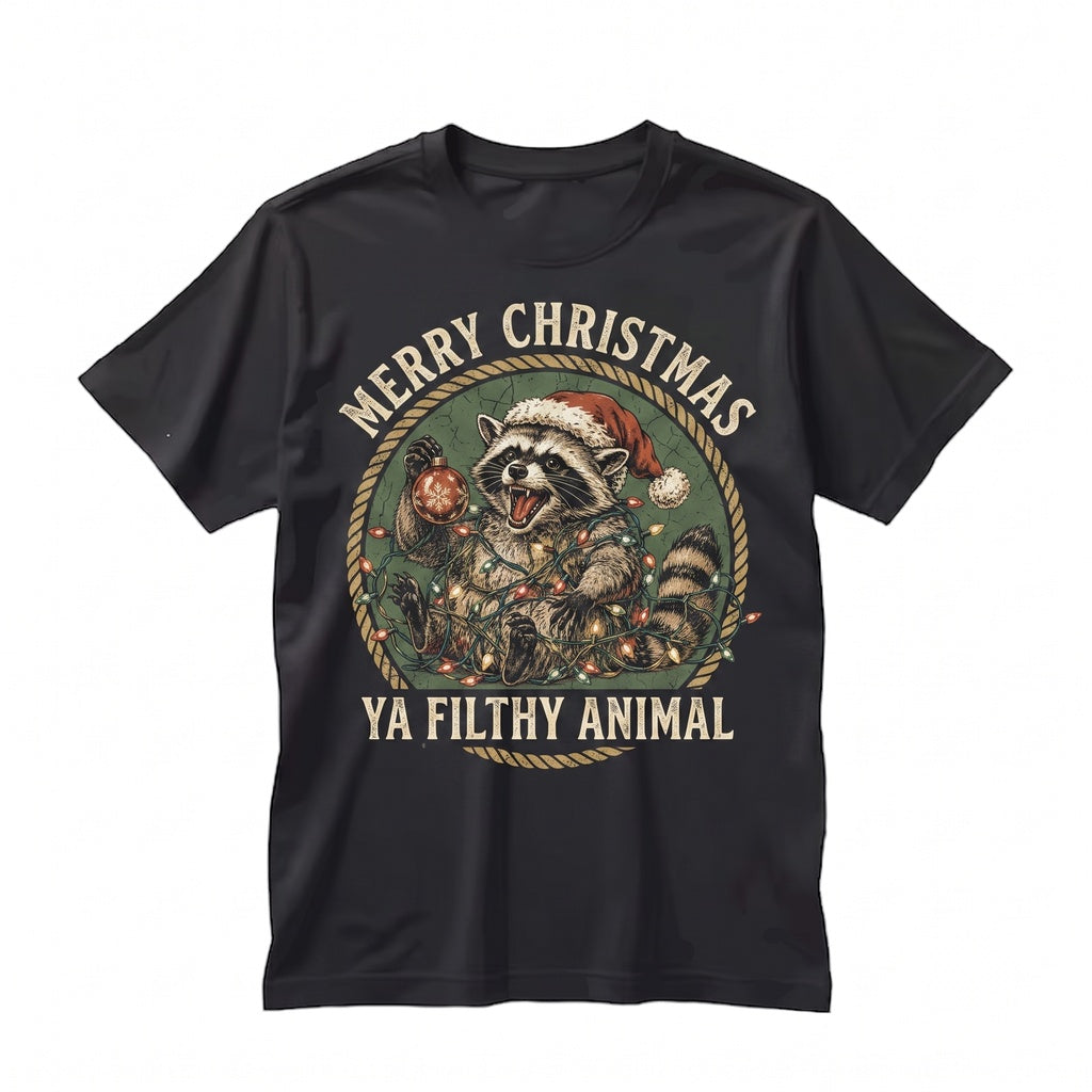 Merry Christmas Ya Filthy Animal Funny Raccoon Vintage Holiday Graphic Lover Gift, Unisex TShirt