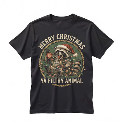Merry Christmas Ya Filthy Animal Funny Raccoon Vintage Holiday Graphic Lover Gift, Unisex TShirt